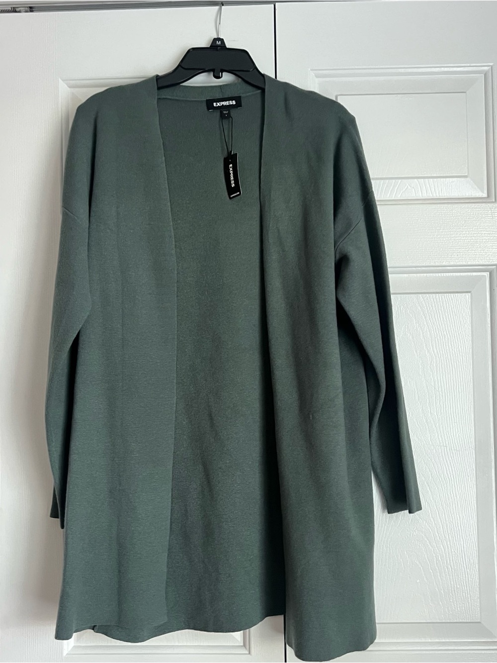NWT Express Long Open-Front Cardigan in Olive
